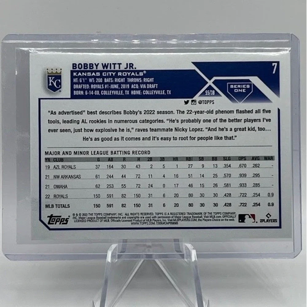 Bobby Witt Jr Gold Cup Rookie Card 2023 Topps Series 1 #7 MLB Kansas City Royals